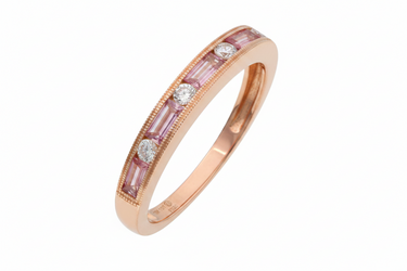18K Yellow Gold 0.50ct Pink Sapphire and Diamond Ring