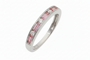 18K Yellow Gold 0.50ct Pink Sapphire and Diamond Ring