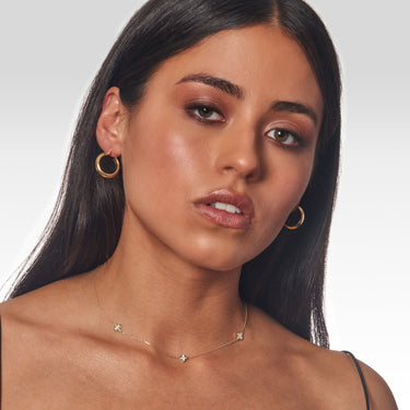 9K Yellow Gold 3 Mother of Pearl Petal Necklace - 20789374