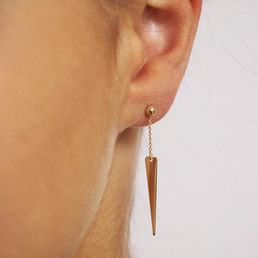 9K Yellow Gold Triangle and Trace Chain Drop Earrings | Gold & Diamond Drop Earrings Melbourne | Gold & Diamond Drop Earrings Australia | H&H Jewellery