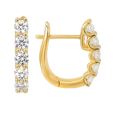 18K Yellow Gold Tdw. 0.85ct Diamond Hoop Earrings - 20718329