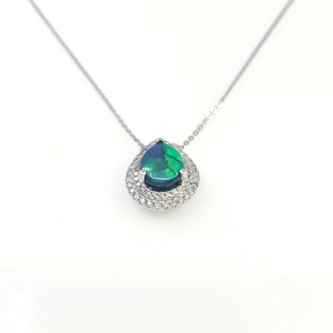 18K White Gold Opal Pendant Opal Jewellery Melbourne Australia
