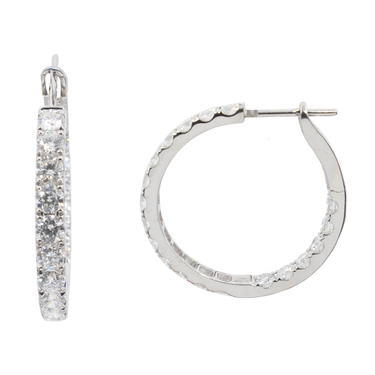 18K White Gold Tdw. 2.85ct Diamond Earrings | Hoop Diamond Earrings Melbourne | Hoop Diamond Earrings Australia | H&H Jewellery