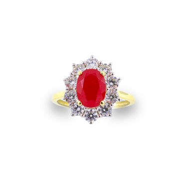 10K Gold Lab Grown Ruby and Lab Grown Diamond Ring