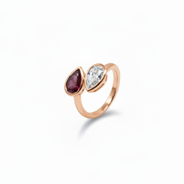 9KYG 1 Lab Grown Ruby 1.31CT 1 Lab Grown Diamond 1.07CT EF/VS Engagement Ring