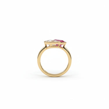 9KYG 1 Lab Grown Ruby 1.31CT 1 Lab Grown Diamond 1.07CT EF/VS Engagement Ring