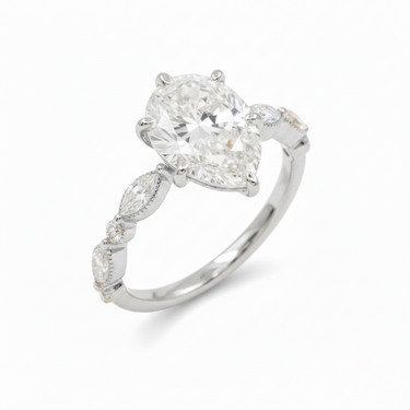 14KYG 1 Centre Lab Grown Diamond 3.06CT & Side Lab Grown Diamonds 0.52CT Engagement Ring