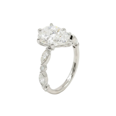 14KYG 1 Centre Lab Grown Diamond 3.06CT & Side Lab Grown Diamonds 0.52CT Engagement Ring