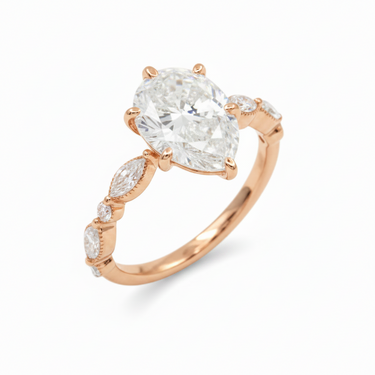 14KYG 1 Centre Lab Grown Diamond 3.06CT & Side Lab Grown Diamonds 0.52CT Engagement Ring