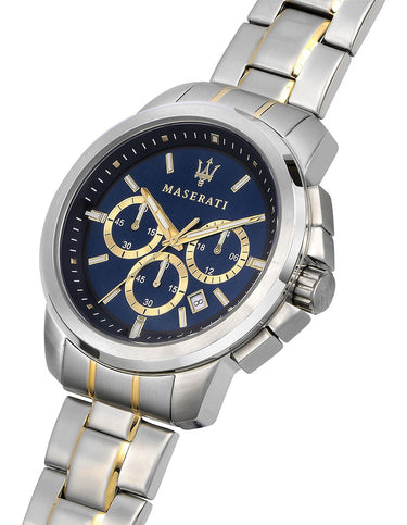 MASERATI SUCCESSO 44MM CHR BLUE DIAL BR SS+YG - R8873621016