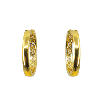 18K Yellow Gold Diamond Huggies Earrings - 20779016