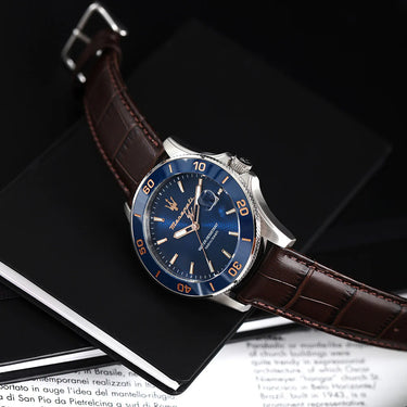 Maserati Competizione 43mm Blue Dial Brown Strap - R885110004