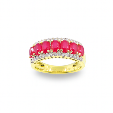 10K Gold Lab Grown Ruby and Lab Grown Diamond Ring