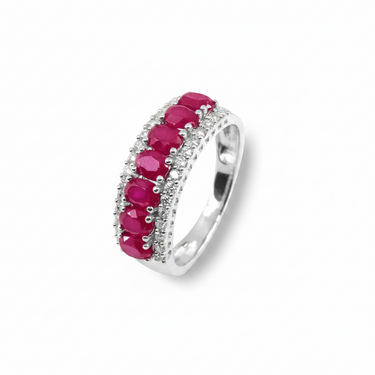 10K Gold Lab Grown Ruby and Lab Grown Diamond Ring