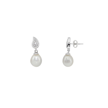 9K White Gold Freshwater Pearl and Diamond Stud Earring | Pearl Jewellery Australia | Pearl Jewellery Melbourne | Pearl Stud Earrings Australia | H&H Jewellery
