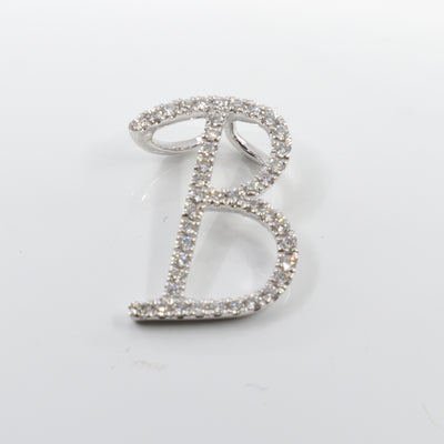 18K White Gold Diamond 'B' Initial Pendant | Gold & Diamond Initial Pendant Melbourne | H&H Jewellery 