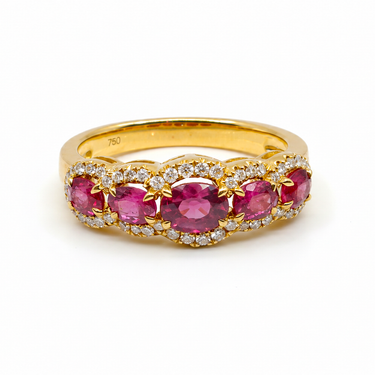 18K yellow Gold Ruby and Diamond Ring