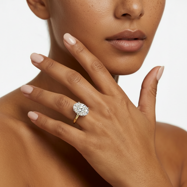 18KYG 1LGD 5.02CT E/VVS2 Oval Lab Grown Diamond Engagement Ring