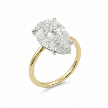 18K Gold 3.02CT E/VVS2 Pear Shape Solitaire Lab Grown Diamond Engagement Ring