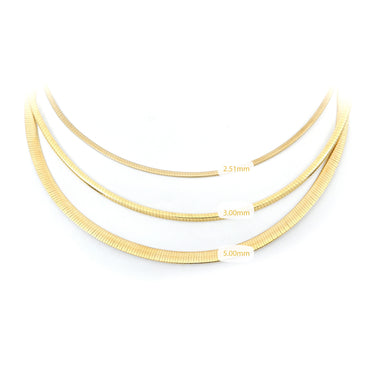 Yellow and White Gold Solid Omega Chain Necklace - 20724306