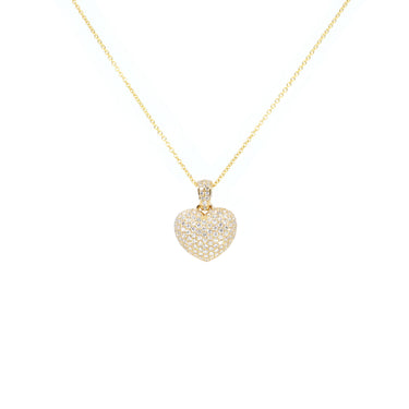18k Yellow Gold Tdw. 1.00CT Pave Diamond Heart Pendant - 20752170