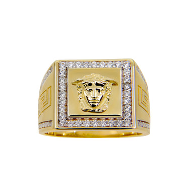 9K Yellow Gold Medusa Cubic Zirconia Ring - 20748418
