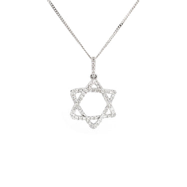 18K White Gold Tdw. 0.40ct Diamond Star of David Pendant | Gold Diamond Necklace | Gold Cross Necklace Australia | Rose Gold Necklace | Gold Cross Necklace Melbourne | Gold Diamond Pendant Necklace | Gold Necklace For Women | H&H Jewellery