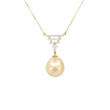 18K Yellow Gold South Sea Pearl and Diamond Necklace | Gold Diamond Necklace | Gold Cross Necklace Australia | Rose Gold Necklace | Gold Cross Necklace Melbourne | Gold Diamond Pendant Necklace | Gold Necklace For Women | H&H Jewellery