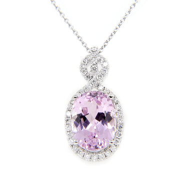 18K White Gold 7.44ct Pink Kunzite And Diamond Pendant | Gold Diamond Necklace | Gold Cross Necklace Australia | Rose Gold Necklace | Gold Cross Necklace Melbourne | Gold Diamond Pendant Necklace | Gold Necklace For Women | H&H Jewellery
