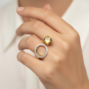 18K Yellow Gold 1.16ct Citrine and Diamond Ring - 20582357