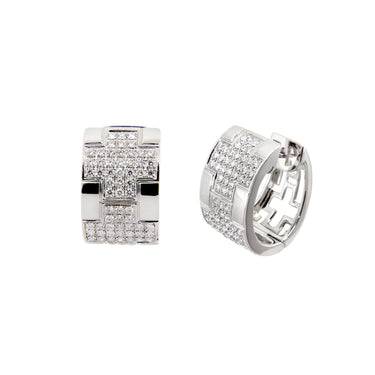 18K White Gold Tdw. 1.55ct Diamond Earrings | Hoop Diamond Earrings Melbourne | Hoop Diamond Earrings Australia | H&H Jewellery