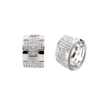 18K White Gold Tdw. 1.55ct Diamond Earrings | Hoop Diamond Earrings Melbourne | Hoop Diamond Earrings Australia | H&H Jewellery 