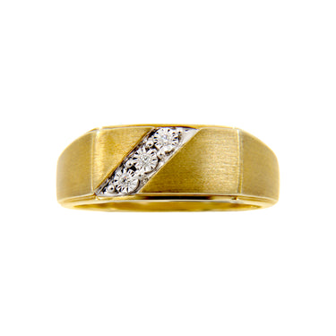9K Yellow Gold Tdw. 0.03ct Diamond Signet Ring - 20708573