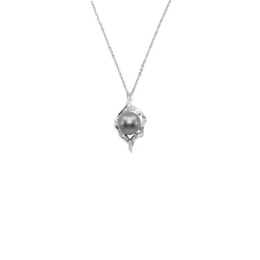14K White Gold Tahitian Pearl and Diamond Pendant | Pearl Jewellery Australia | Pearl Jewellery Melbourne | Pearl Necklace Australia | H&H Jewellery