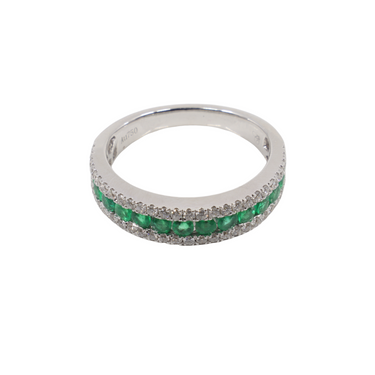18K White Gold Emerald and Diamond Ring | Emerald Engagement Rings Melbourne | Emerald Engagement Rings Australia | H&H Jewellery