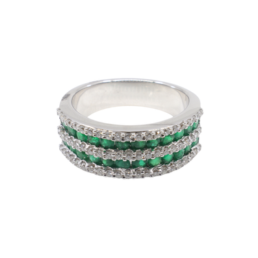 18K White Gold Emerald and Diamond Ring | Emerald Engagement Rings Melbourne | Emerald Engagement Rings Australia | H&H Jewellery