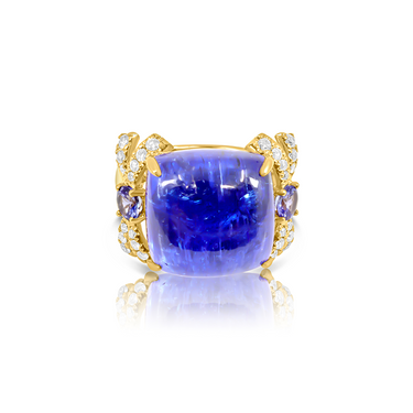 9K Yellow Gold Tanzanite and Diamond Ring - 20764753