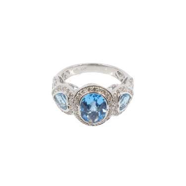 14K White Gold Topaz and Diamond Ring | Diamond Engagement Rings Melbourne | Wedding Rings Melbourne | H&H Jewellery