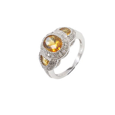 14K White Gold Citrine and Diamond Ring | Diamond Engagement Rings Melbourne | Wedding Rings Melbourne | H&H Jewellery