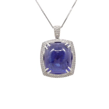 18k White Gold 1 Tanzanite and Diamond Pendant | Gold Diamond Necklace | Gold Cross Necklace Australia | Rose Gold Necklace | Gold Cross Necklace Melbourne | Gold Diamond Pendant Necklace | Gold Necklace For Women | H&H Jewellery