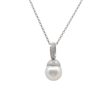 18k White Gold South Sea Pearl and Diamond Pendant | Gold Diamond Necklace | Gold Cross Necklace Australia | Rose Gold Necklace | Gold Cross Necklace Melbourne | Gold Diamond Pendant Necklace | Gold Necklace For Women | H&H Jewellery