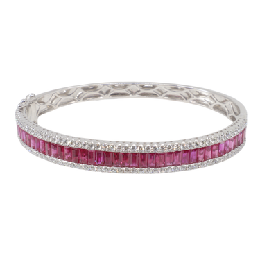 18K White Gold Ruby and Diamond Bangle - 20767464