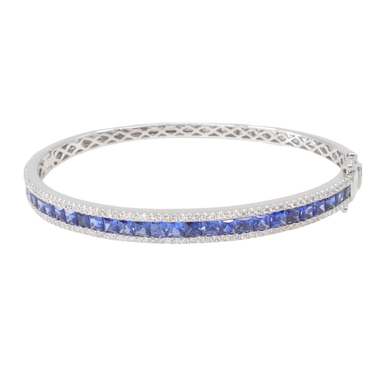 18K White Gold Sapphire and Diamond Bangle - 20767457