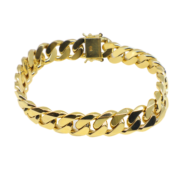 9K Yellow Gold Solid Handmade Cuban Bracelet - 20769345