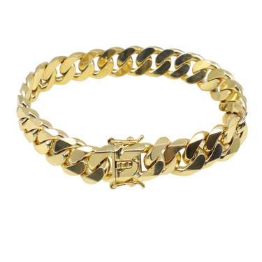 9K Yellow Gold Solid Handmade Cuban Bracelet - 20769345