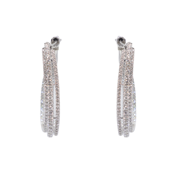 18K White Gold Diamond Earring - 20773236