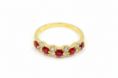 18K Yellow Gold Ruby and Diamond Ring