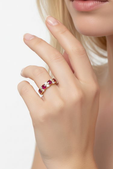 18K Yellow Gold Ruby and Diamond Ring