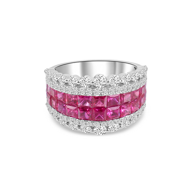 18K White Gold Ruby and Diamond Ring - 20778972