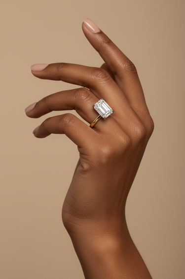 18KYW 1LGD 5.03CT E/VVS2 Emerald Cut Lab Grown Diamond Solitaire Engagement Ring